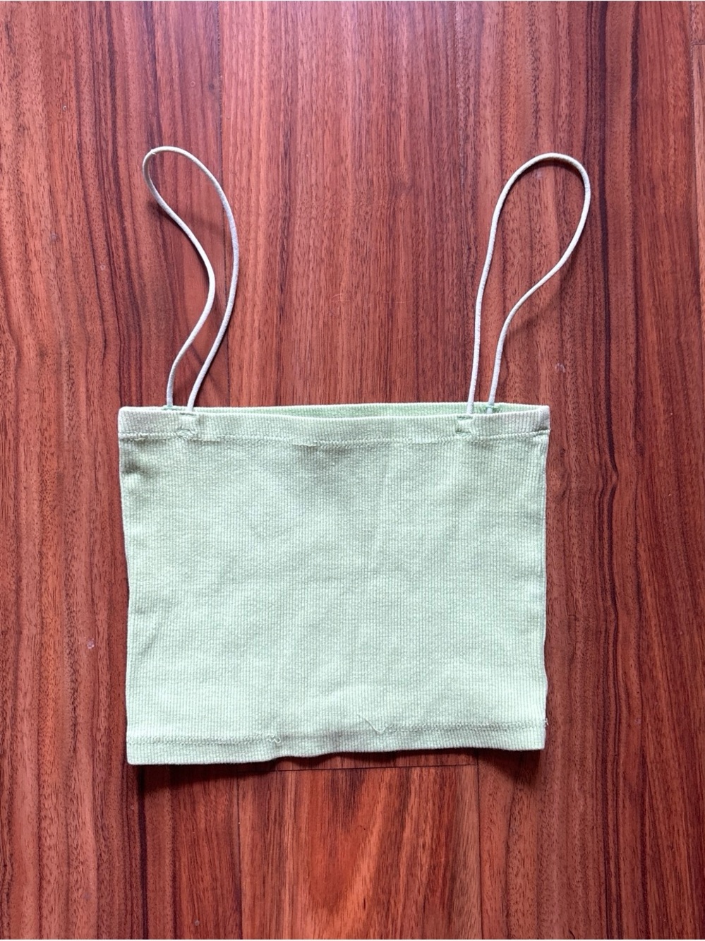 Zara Light Green Ribbed Spaghetti Strap Tank